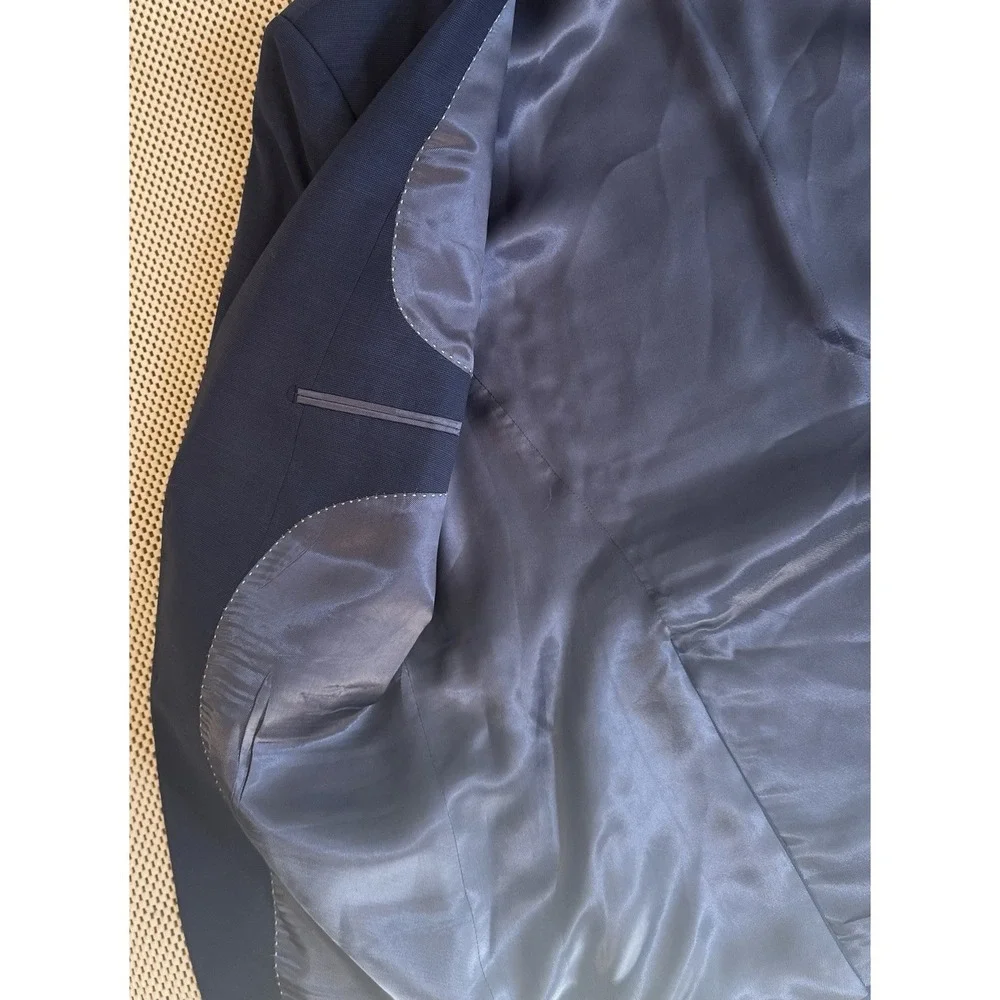 Mens Barutti 120 S‎ Wool Sport Coat Size 44R Blazer Double Vented Blue